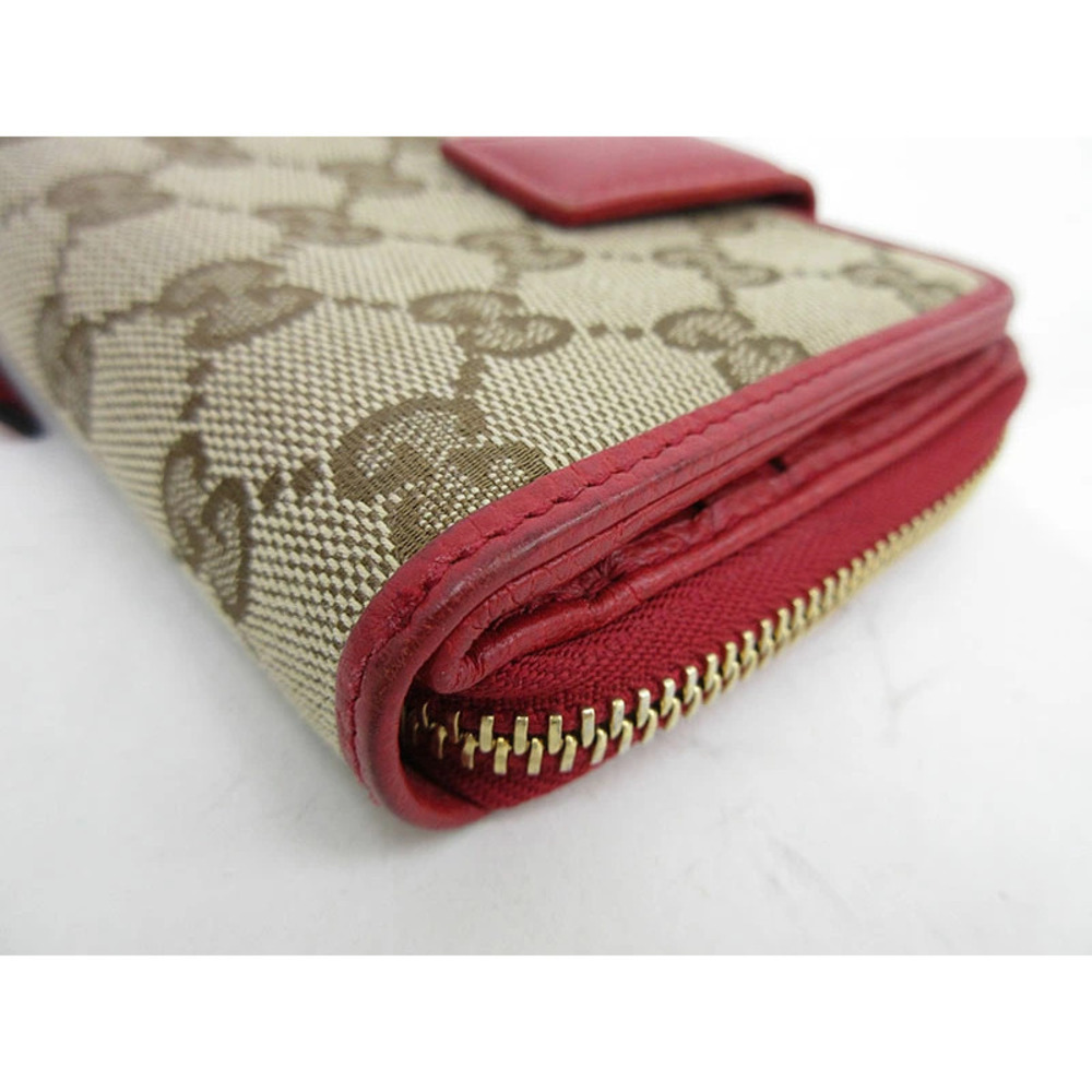 GUCCI Compact Wallet Red GG Canvas - Picture 4 of 9